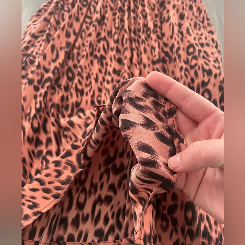 Chartou Pink and Black Pleated Animal Print A-Line MIDI Skirt Size Medium - Picture 6 of 10